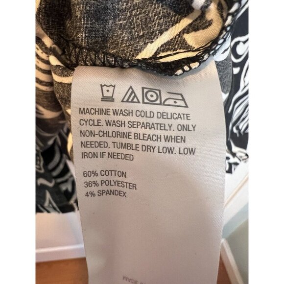 G by Giuliana Printed Stretch Poplin Blouson Sleeve Top Size Large Black NWOT - Picture 6 of 7